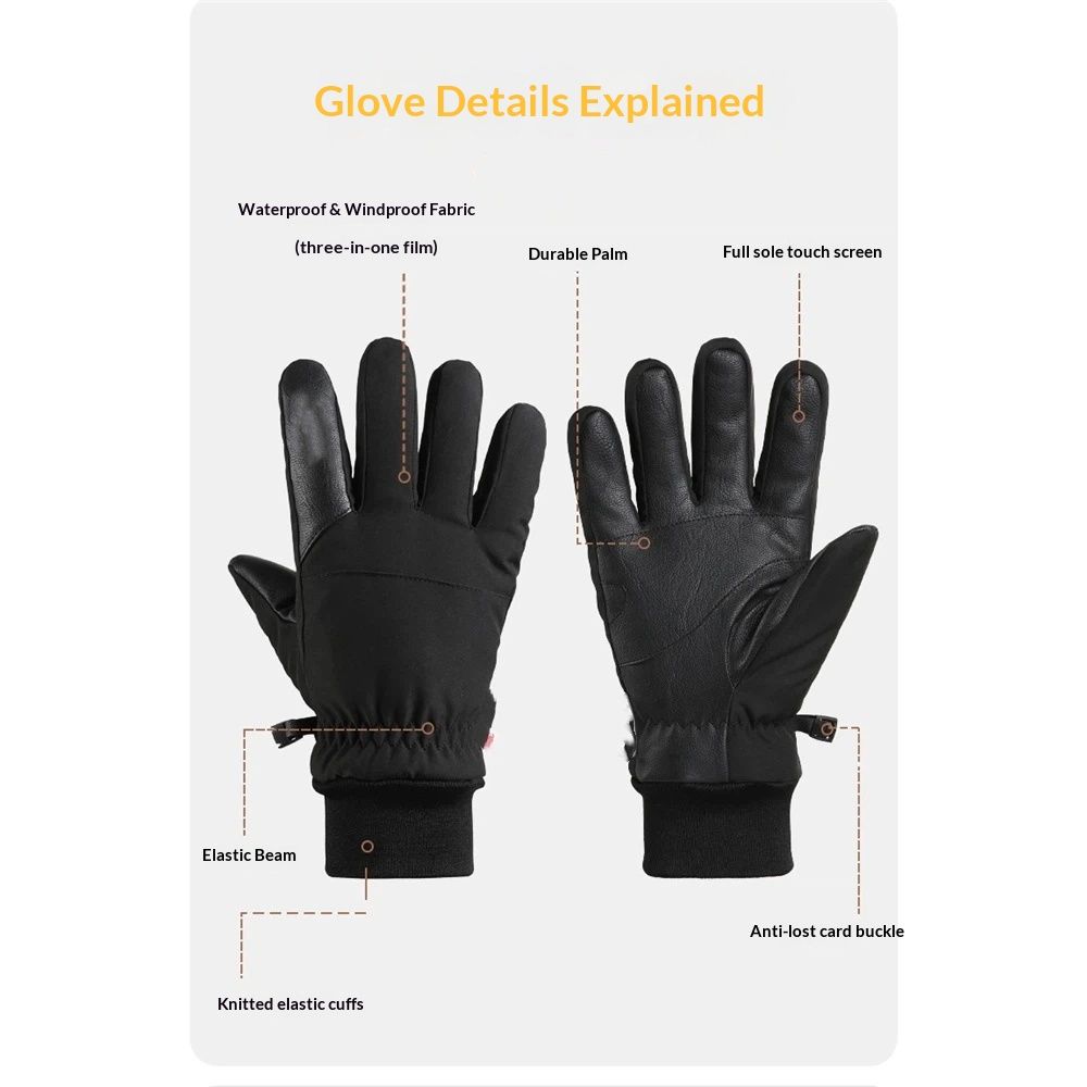 Ski Gloves, Snow Gloves for Cold Weather Thinsulate Winter Gloves for Men Women, Warm Anti-Slip Touchscreen for Skiing Snowboarding Outdoor Activities（L）