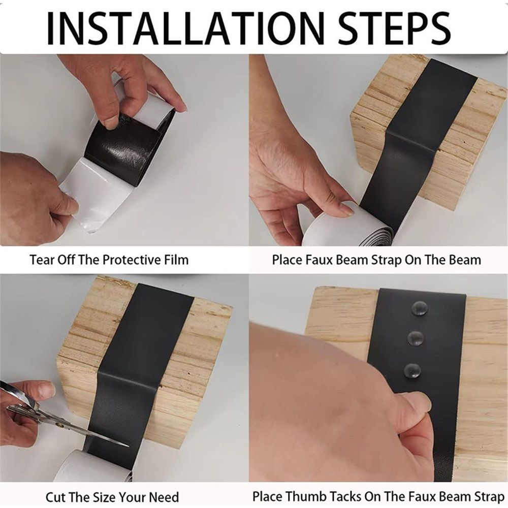 2 pack Faux Wood Beam Strap, 5ft Decorative Ceiling Beam Straps, Flexible Self-Adhesive Gap Hiding Strap, Architectural Products for Faux Wood Beams, Ceiling Beam and Cabin Shutters