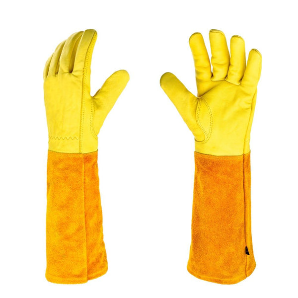 Long Gardening Gloves, Leather Thorn Proof Rose Pruning Glove for Men & Women, Great Gift for Gardener（XL）