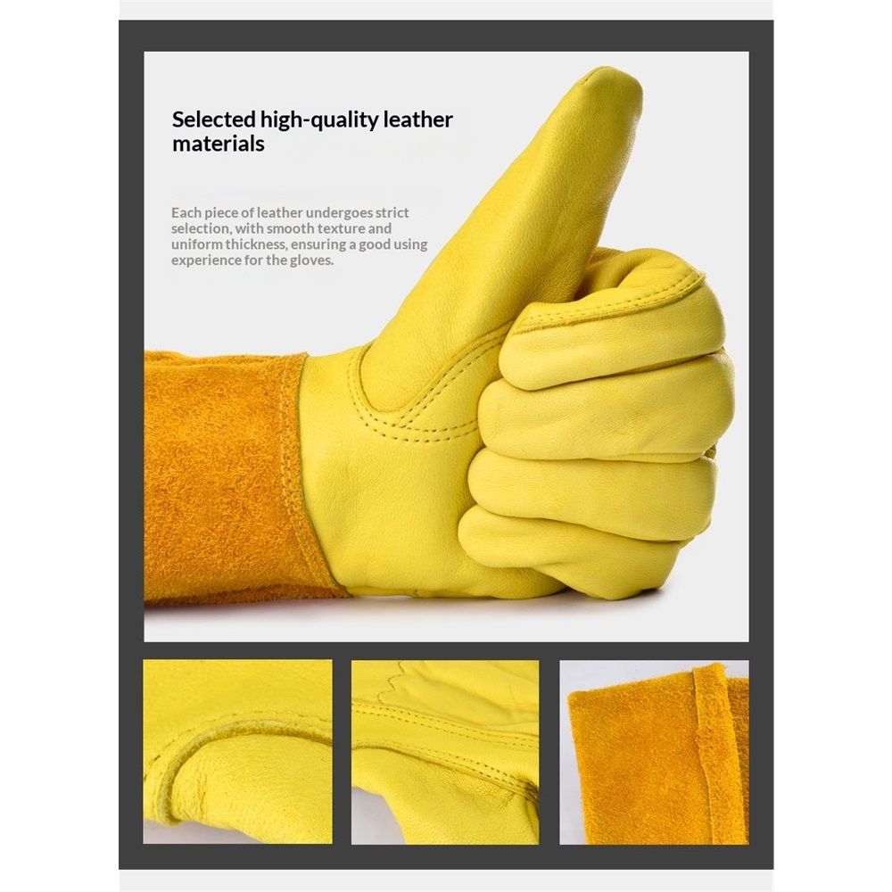 Long Gardening Gloves, Leather Thorn Proof Rose Pruning Glove for Men & Women, Great Gift for Gardener（XL）