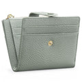 Womens Wallet Small Leather Blocking Zipper Pocket Wallet Card Case Purse with ID Window（grayish green, There is only one wallet）