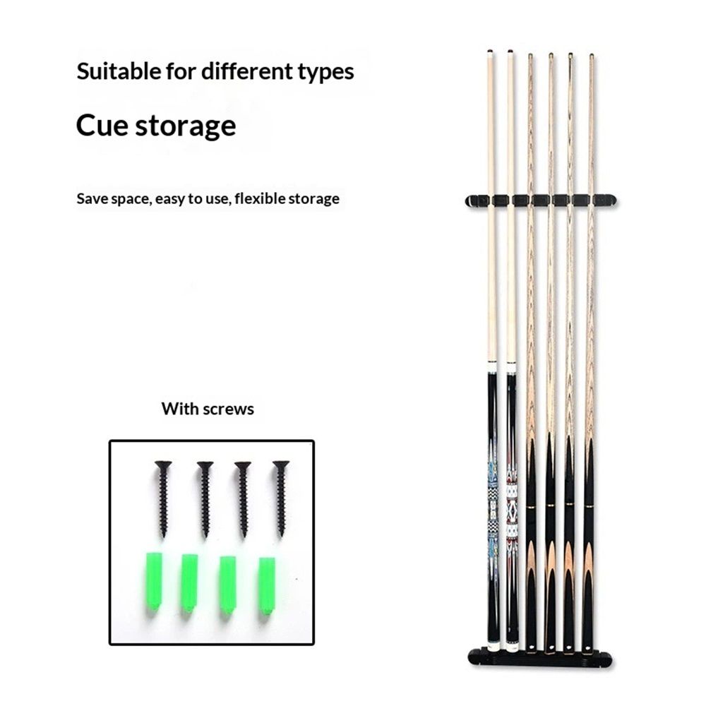 2-Piece 6 Billiard Pool Cue Rack Wall Mounted Holders, Billiard Cue Sticks Wall Rack Set, Wall Mounted Cue Holder (black)