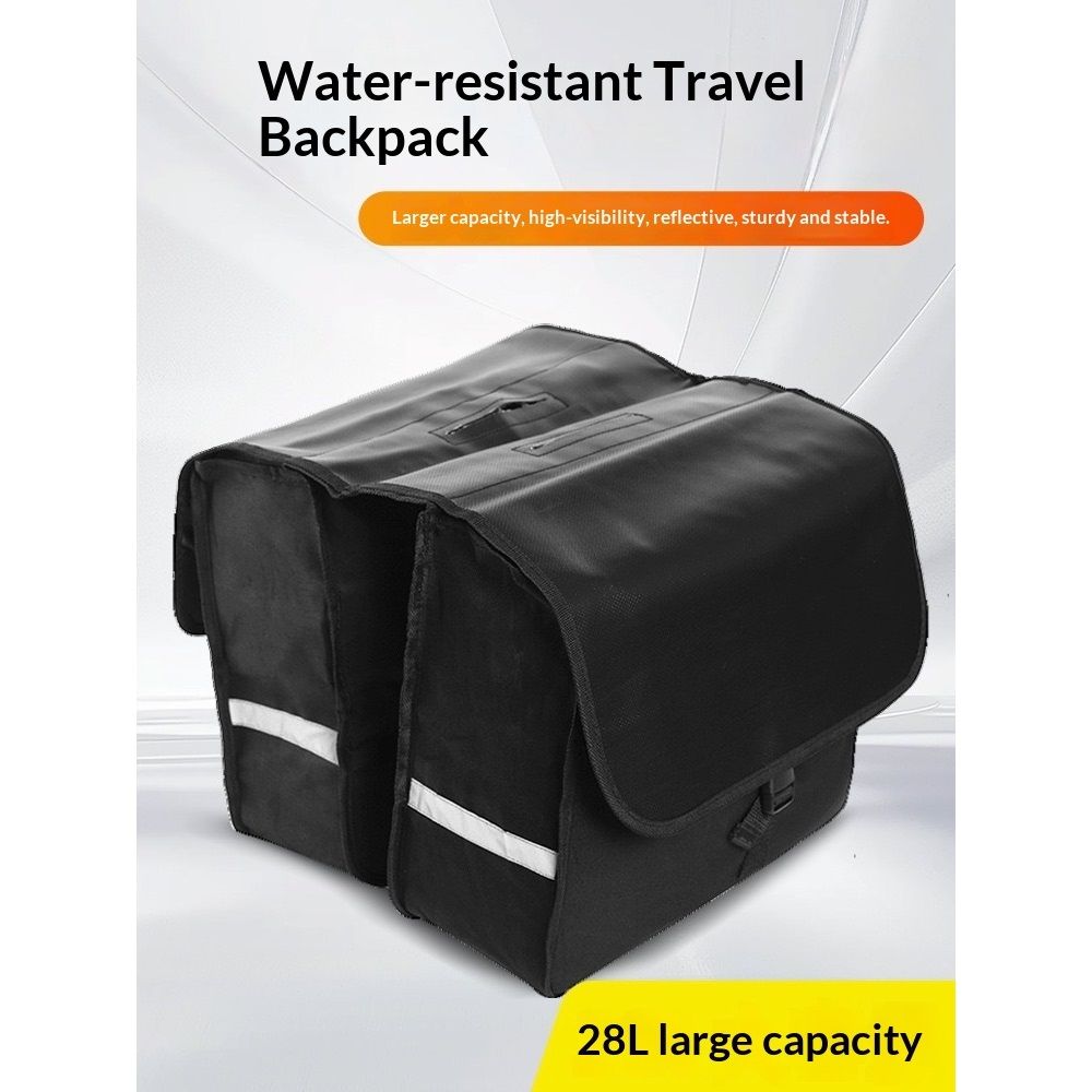 Rear Rack Bag, 28 L Large Capacity Water-repellent Bicycle Saddle Bags, Sturdy and Wearable Bicycle Trunk Bag with Reflective Trim for Grocery Shopping Commuter Long Cycling Trip