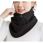Neck Warmer Scarf for Woman Thickened Warm Neck Gaiter with Two Buttons Riding Windproof Warm Scarf（black）