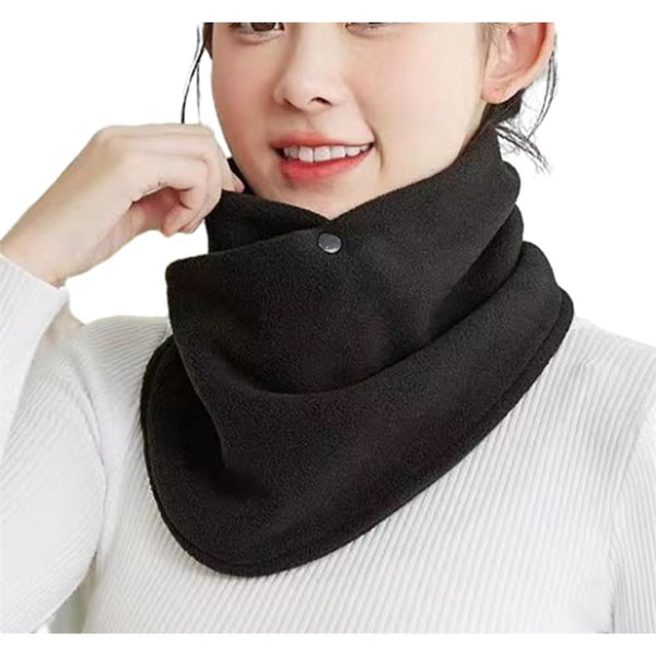 Neck Warmer Scarf for Woman Thickened Warm Neck Gaiter with Two Buttons Riding Windproof Warm Scarf（black）