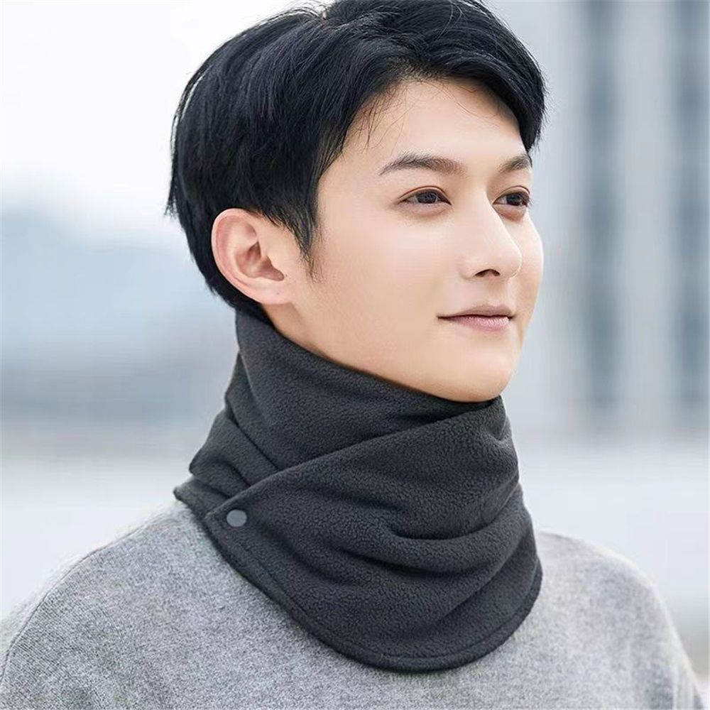 Neck Warmer Scarf for Woman Thickened Warm Neck Gaiter with Two Buttons Riding Windproof Warm Scarf（black）