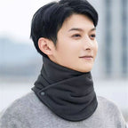 Neck Warmer Scarf for Woman Thickened Warm Neck Gaiter with Two Buttons Riding Windproof Warm Scarf（black）