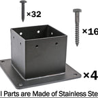 Post Stainless Steel Flange Anchor Base with Screws for Deck Railing，Black Finish (1 Pack)