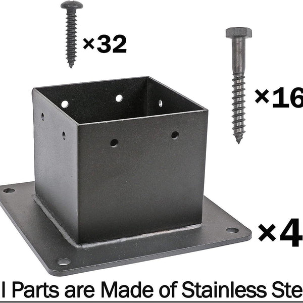 Stainless Steel Flange Anchor Base with Screws (Black Finish) (1 Pack)