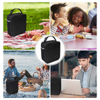 Leakproof Portable Lunch Box for Women Men Boys Girls, Large Capacity Cooler Bag with Handle and Bottle Pocket for Office School Camping Hiking Outdoor Beach Picnic (Black)