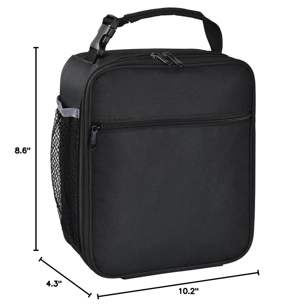 Leakproof Portable Lunch Box for Women Men Boys Girls, Large Capacity Cooler Bag with Handle and Bottle Pocket for Office School Camping Hiking Outdoor Beach Picnic (Black)