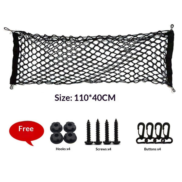 Adjustable Elastic Trunk Storage Net with Hook for SUV, Car, Truck (43.3x15.87 Inch)