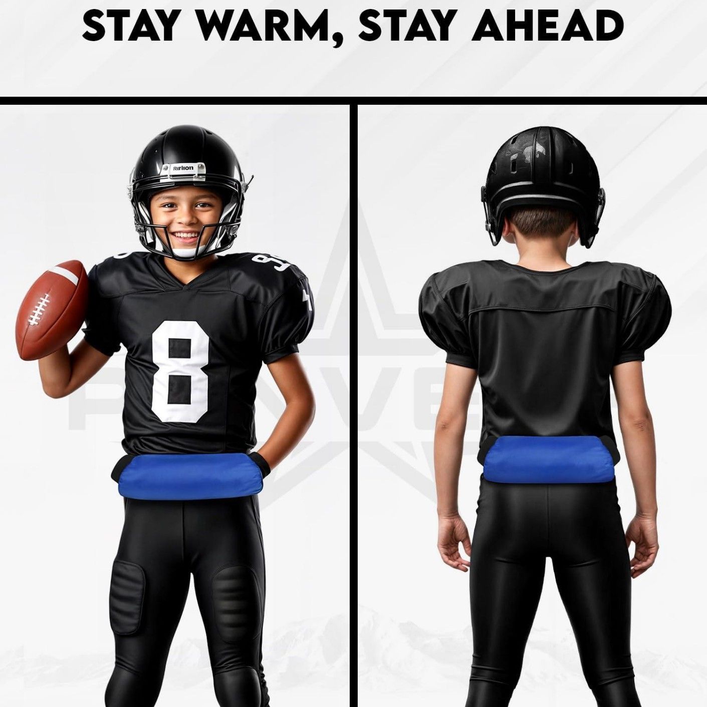 Football Hand Warmer Pouch- Soft Warm Windproof Sports Hand Warming Pouch with Zipped Pocket Adjustable Strap, Youth Hand Warmer Hand Muff for Football Hiking Camping Cycling Outdoor Recreation