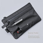 Minimalist Zipper Wallet - with  Blocking ID Card Holder Wallet with Zipper for Men with Multi-tool Slot（black）