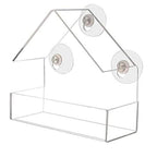 Ochine Window Bird House with Strong Suction Cup Wooden Birdhouse Clear Window Bird Feeder Outdoor Birds Nest Cage Outside Wild Easy Hanging Removable Tray with Holes