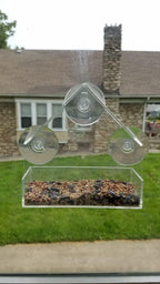 Ochine Window Bird House with Strong Suction Cup Wooden Birdhouse Clear Window Bird Feeder Outdoor Birds Nest Cage Outside Wild Easy Hanging Removable Tray with Holes