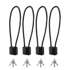 4pcs Anti theft steel wire lock rope lock bicycle lock head extended refrigerator lock buckle soft steel wire steel rope lock head helmet lock steel cable lock(Black 28cm)