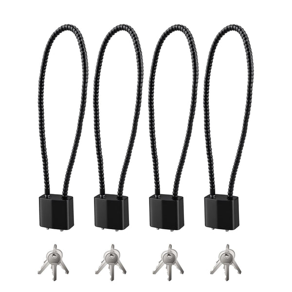 4pcs Anti-theft Steel Wire Lock Cable Rope- Black (28cm)