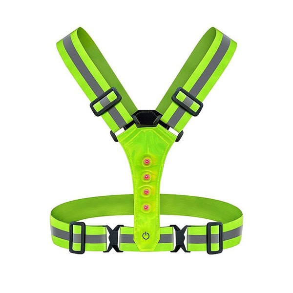 LED Reflective Vest with Chest Light , Visibility Rechargeable Light Up Running Vest Night Safety Running Gear for Dog Walking, Cycling, Adjustable for Men Women Kids
