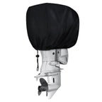 Boat Marine Outboard Engine Cover, Heavy Duty Hood Motor Cowling Lightweight Protector, Black Waterproof UV Resistant 210D Oxford fabric Windproof Straps