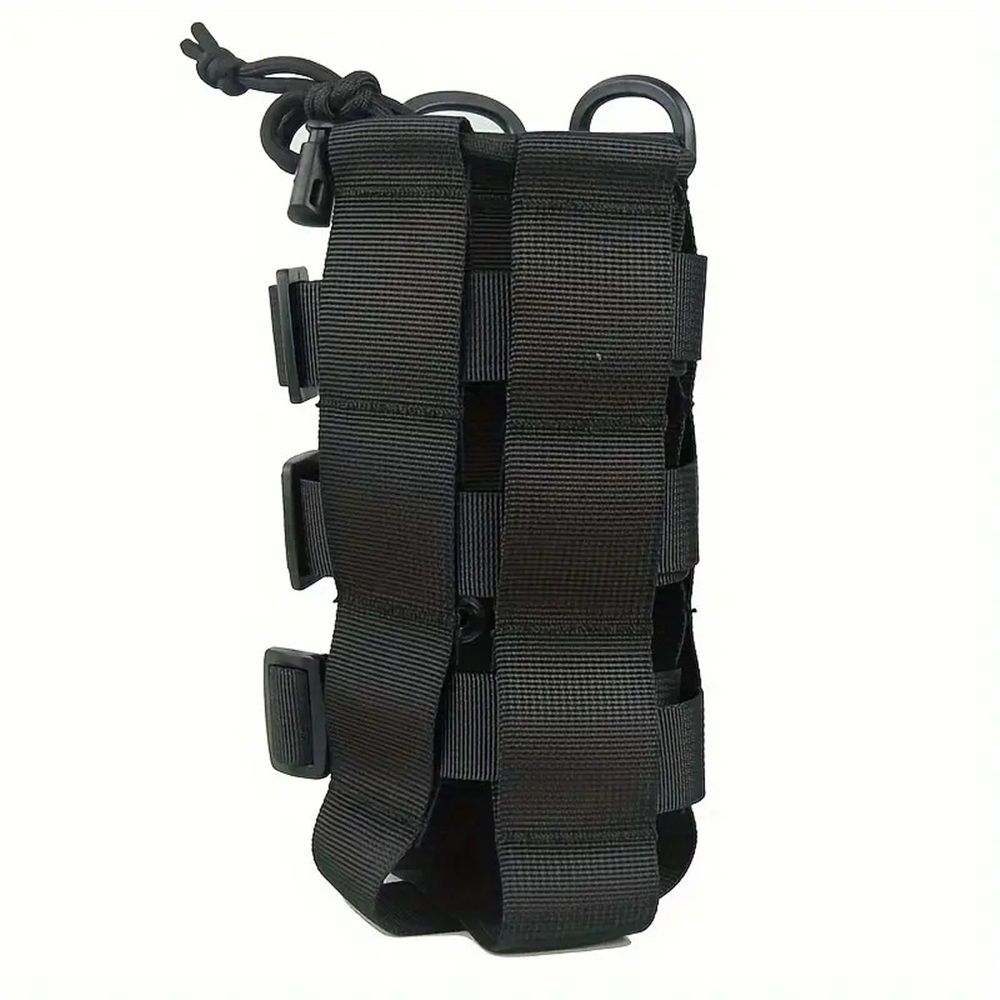 2 pack Water Bottle Pouch for Systems, Adjustable Outdoor Sports Kettle Carrier Holder, Backpack Attachment Pouches (black)