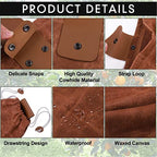 2 pack Foraging Bag, Outdoor Picking Fruit Bags, Waxed Canvas Foraging Pouch, Foldable Leather Belt Pouch with Drawstring Multi-Purpose Picking Bag for Camping, Shells, Treasures, Travel, Hiking