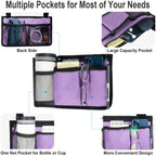 Wheelchair Side Bag, Armrest Storage Pouch with Cup Holder Use of Waterproof Fabric, for Most Wheelchairs, Walkers or Rollators (Purple)