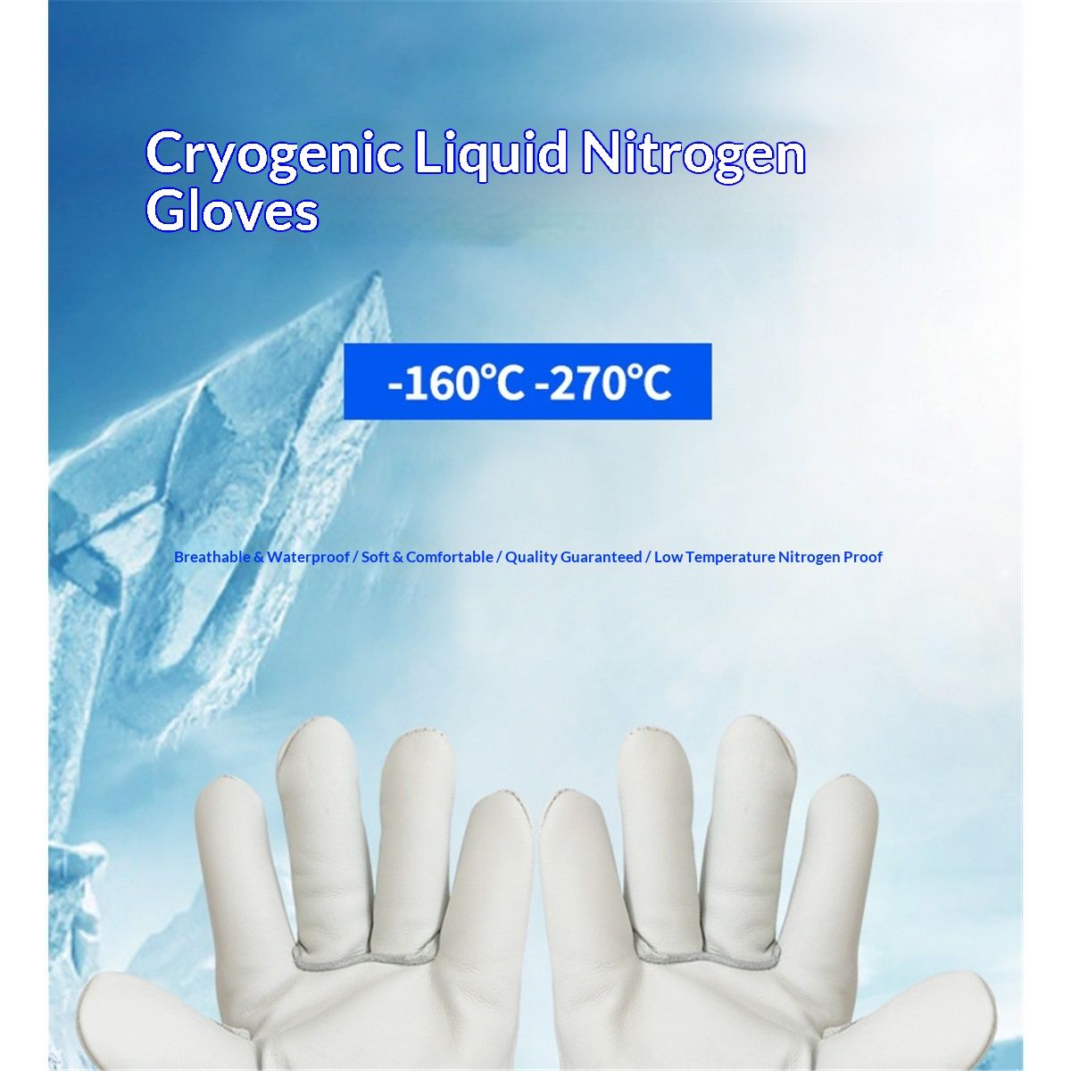 Cryogenic Gloves Low Temperature  Liquid Nitrogen Protective Gloves Cold Storage Safety Frozen Gloves  60cm