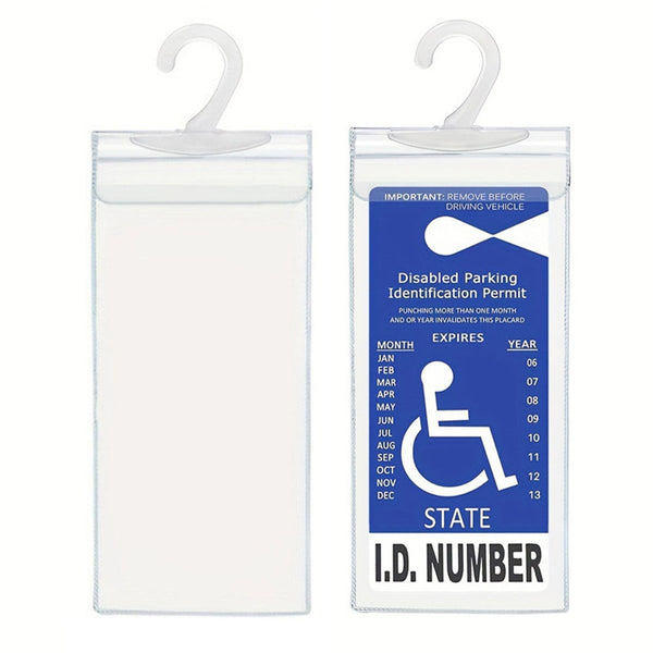 Transparent Handicap Parking Placard Holder with Large Hanger - Set of 10