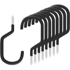 8 Pack Bike Hanger Storage Hook Rack, Rubber Coated Heavy Duty Large Screw in Ceiling Hooks for Garage Wall and Ceiling Bicycle Storage, Utility Tool Hanger (Black)