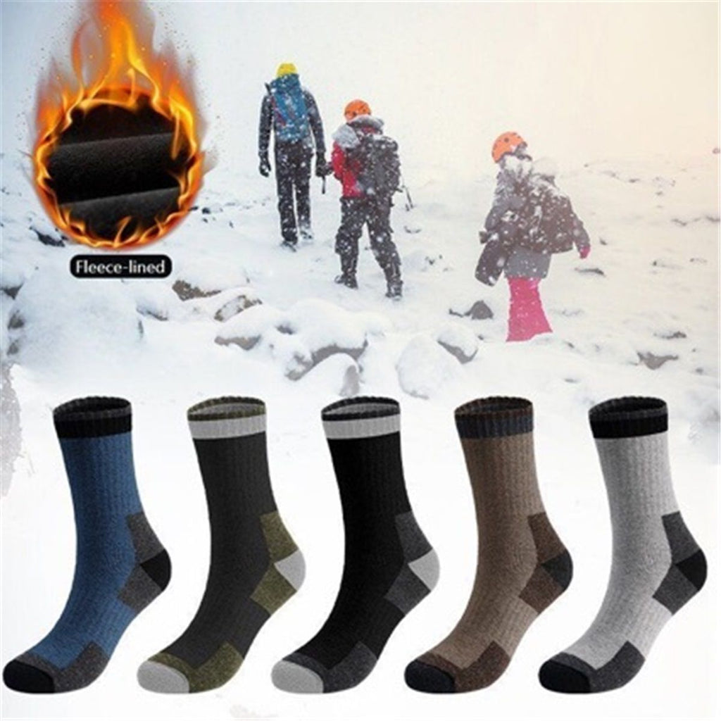 Wool Hiking Socks for Men - 5 Pairs Thick, Warm, Thermal Winter Crew Socks for Cold Weather Thick Cushion Moisture Wicking Crew Boot Socks