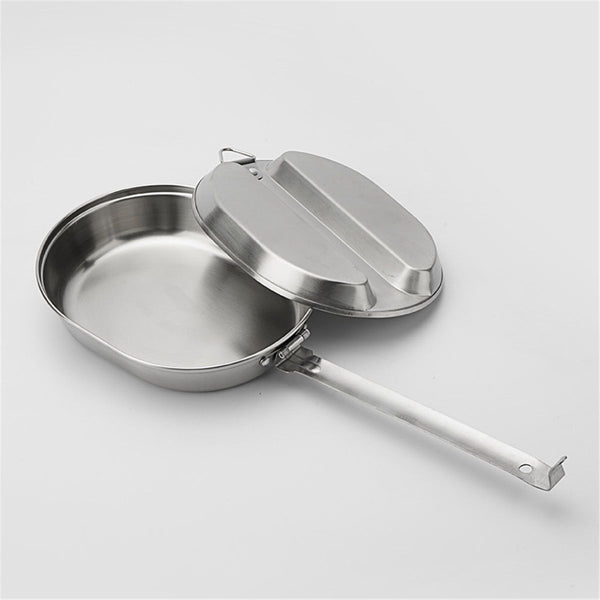 304 Stainless Steel   Mess Kit Plate Set  Type Outdoor Camping Hiking Picnic BBQ Beach ,Stainless Steel Camping Lunch Box with Handle,