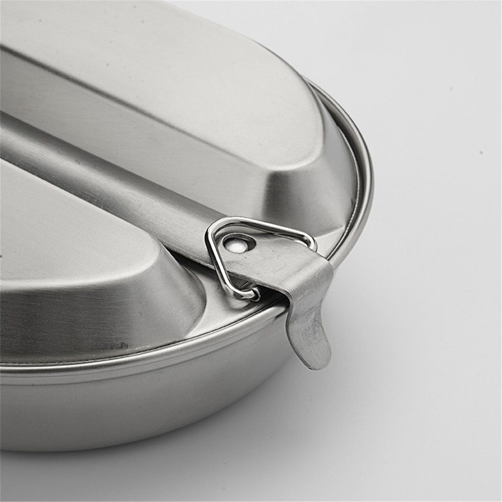 304 Stainless Steel   Mess Kit Plate Set  Type Outdoor Camping Hiking Picnic BBQ Beach ,Stainless Steel Camping Lunch Box with Handle,