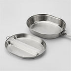 304 Stainless Steel   Mess Kit Plate Set  Type Outdoor Camping Hiking Picnic BBQ Beach ,Stainless Steel Camping Lunch Box with Handle,