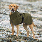 Dog Raincoat - Waterproof Winter Jacket with Velvet Inner, Reflective Strip, Green, XXL