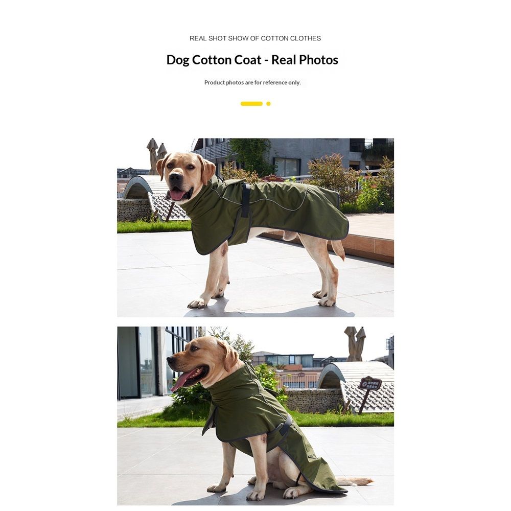 Dog Raincoat - Waterproof Winter Jacket with Velvet Inner, Reflective Strip, Green, XXL
