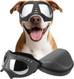 Large Dog Goggles, Windproof Snowproof Anti-UV Dog Sunglasses for Medium to Large Breed Eye Protection, Soft Frame with Adjustable Straps, Black