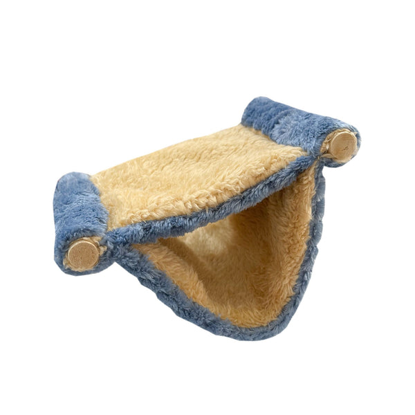 Winter  Rat Hammock, Double Layer Hanging Birds Nest Bed with Warm Fleece, Bird Cage Stand Perch, Hideaway Cave Tent, Sleep Bed Cage Accessories for Rat, Guinea Pig, Chinchilla (Blue S)