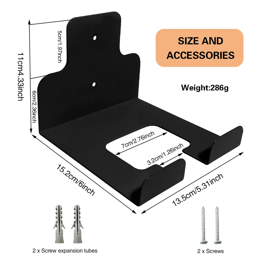 Garage Organizer Trimmer Rack, Garden Power Tool Hanger Weed Whackers Holder Wall Mounted for Grass Trimmer, Hedge Trimmer, Garage Trimmer, Garden Tools,2 Pack black