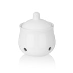Garlic Storage Pod Ceramic Garlic Keeper with Lid Large Garlic Container for Counter Breathable storage container, White