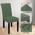 Waterproof Dining Room Chair Cover Set of 2, Stretch Jacquard  Chair Slipcover Removable Washable Chair Protector for Home, Restaurant, Banquet (Pea Green)