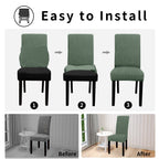 Waterproof Dining Room Chair Cover Set of 2, Stretch Jacquard  Chair Slipcover Removable Washable Chair Protector for Home, Restaurant, Banquet (Pea Green)