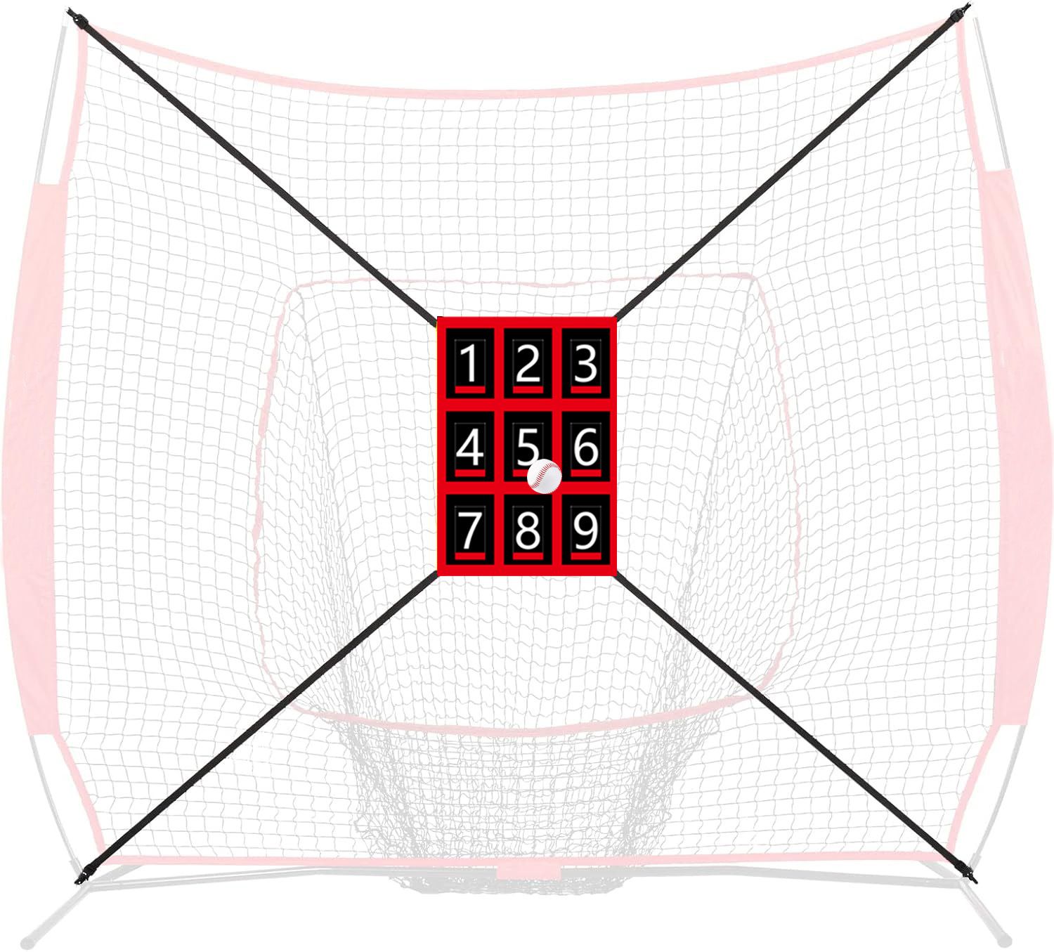 19.29 * 27.56in Clear Numbered Strike Zone,Adjustable and Durable Pitching Net with Strike Zone for Baseball&Softball Net,Applicable for Various Age Pitching Training