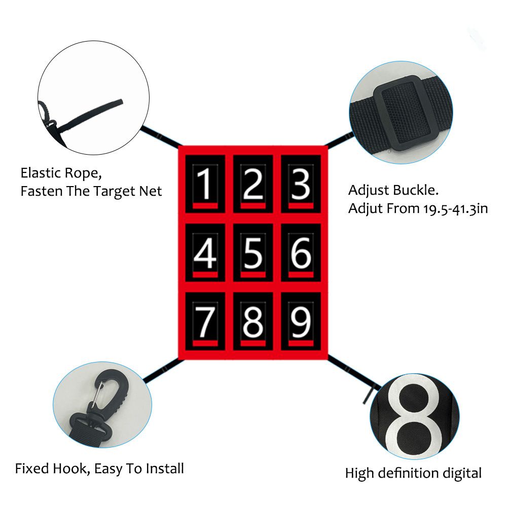 19.29 * 27.56in Clear Numbered Strike Zone,Adjustable and Durable Pitching Net with Strike Zone for Baseball&Softball Net,Applicable for Various Age Pitching Training