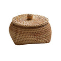 Ordinary rural rattan covered storage box, multi-purpose willow tray, square, handmade, Bohemian style