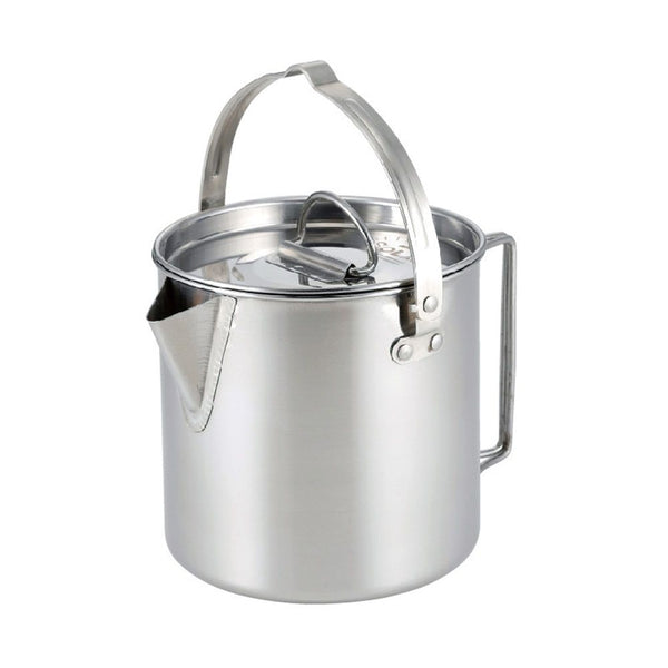 Camping Tea Kettle, PortableCoffee Pot, Outdoors Camping Pot, with Handles and with Lids for Camping Hiking Picnic Camping, Silver