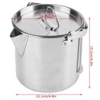 Camping Tea Kettle, PortableCoffee Pot, Outdoors Camping Pot, with Handles and with Lids for Camping Hiking Picnic Camping, Silver