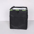 2pcs Hanging Car Trash Can with Storage Pockets, Waterproof Leakproof Oxford Auto Garbage Bag, Multi-Use Organizer for Outdoor Traveling,Home (Black printed green ribbon)