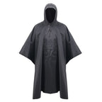Hooded Rain Poncho for Adult with Pocket, Waterproof Lightweight Unisex Raincoat for Hiking Camping Emergency（black）