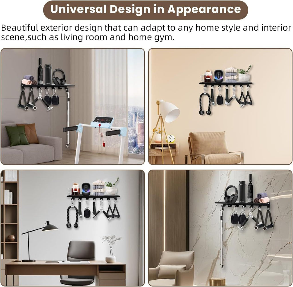 Floating Shelf Home Gym Weight wall Storage Equipment Hanger Metal Rack Holder Wall Mount with Hooks T-Lock Adapters Bracket Hanger Workout